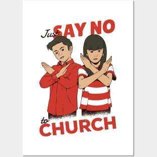 Just Say No to Church // Funny Parody Children's PSA Illustration Posters and Art